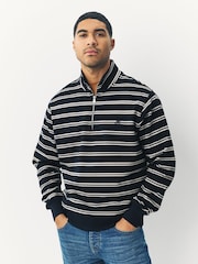 أزرق داكن أزرق - Stripe Quarter Zip Neck Sweatshirt - صورة 1 من 8
