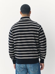 أزرق داكن أزرق - Stripe Quarter Zip Neck Sweatshirt - صورة 2 من 8