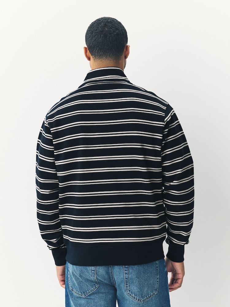 أزرق داكن أزرق - Stripe Quarter Zip Neck Sweatshirt - صورة 2 من 8