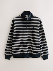 أزرق داكن أزرق - Stripe Quarter Zip Neck Sweatshirt - صورة 6 من 8