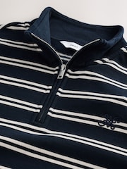 أزرق داكن أزرق - Stripe Quarter Zip Neck Sweatshirt - صورة 8 من 8