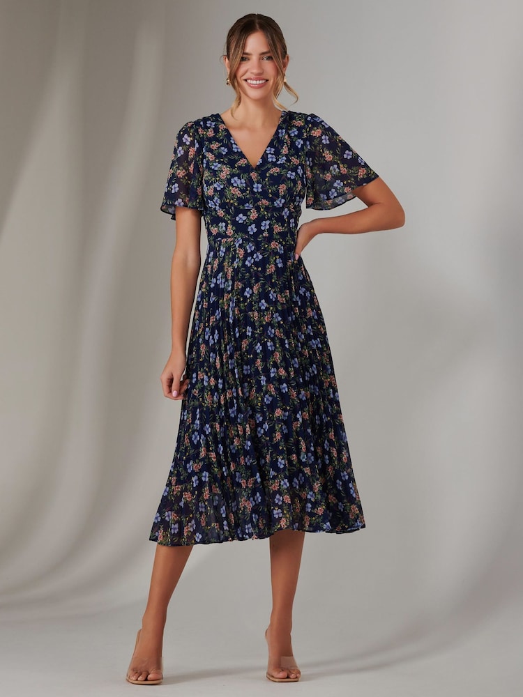 Blau - Jolie Moi Chiffon Pleated Wrap Midmaxi Dress - Bild 1 von 6 Blau - Jolie Moi Chiffon Pleated Wrap Midmaxi Dress - Bild 1 von 6