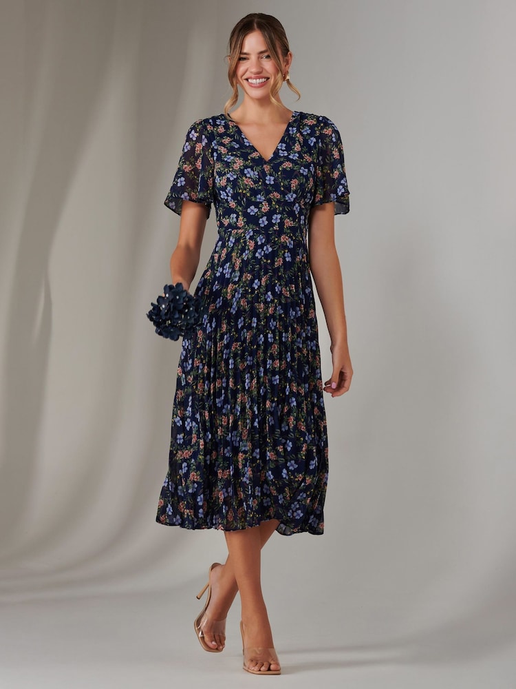 Blau - Jolie Moi Chiffon Pleated Wrap Midmaxi Dress - Bild 6 von 6 Blau - Jolie Moi Chiffon Pleated Wrap Midmaxi Dress - Bild 6 von 6