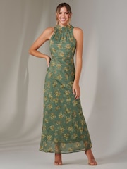 Jolie Moi Green Chiffon Maxi Dress - Image 1 of 6