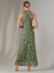 Jolie Moi Green Chiffon Maxi Dress - Image 2 of 6