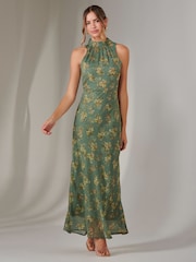 Jolie Moi Green Chiffon Maxi Dress - Image 4 of 6