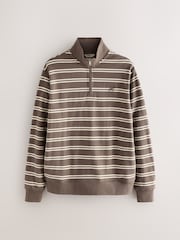 لون محايد - Stripe Quarter Zip Neck Sweatshirt - صورة 5 من 7
