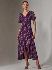 Jolie Moi Purple Wrap Midaxi Dress - Image 1 of 6