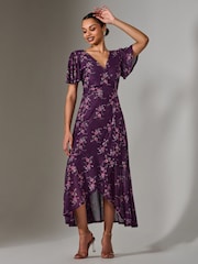 Jolie Moi Purple Wrap Midaxi Dress - Image 4 of 6