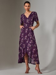 Jolie Moi Purple Wrap Midaxi Dress - Image 5 of 6