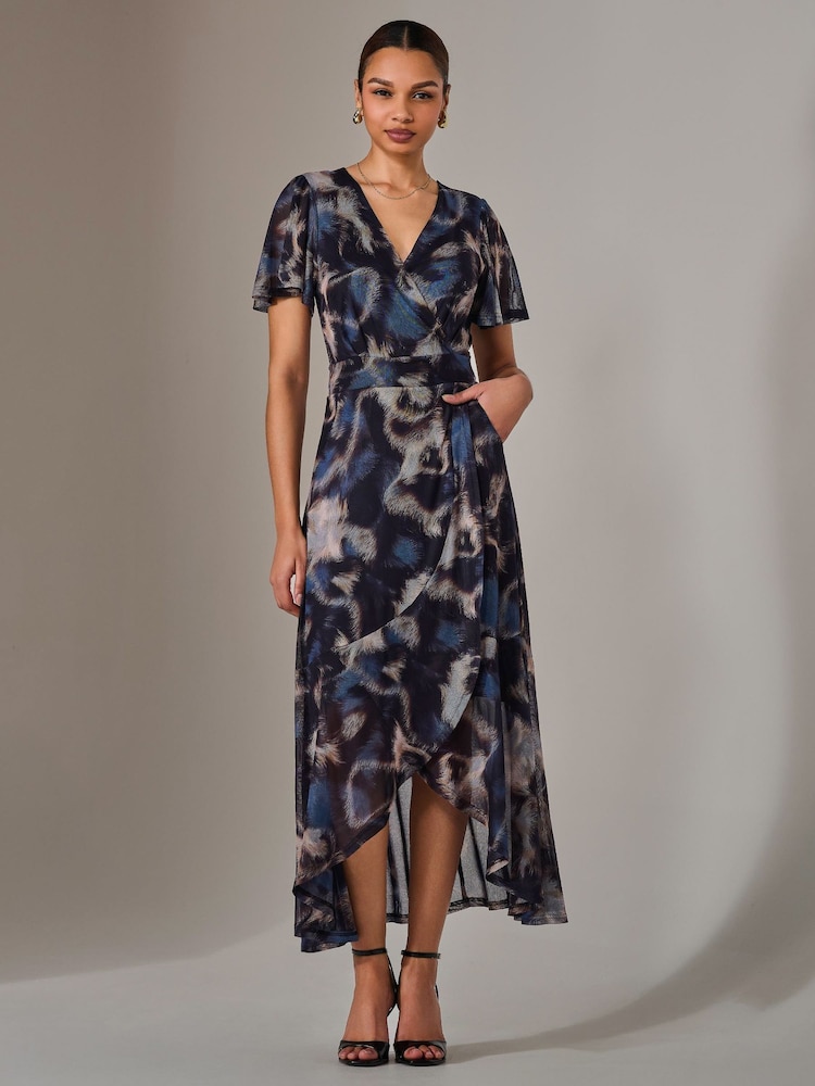 Jolie Moi Black Wrap Midaxi Dress - Image 4 of 6