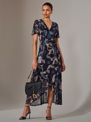 Jolie Moi Black Wrap Midaxi Dress - Image 5 of 6