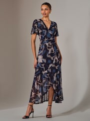 Jolie Moi Black Wrap Midaxi Dress - Image 6 of 6
