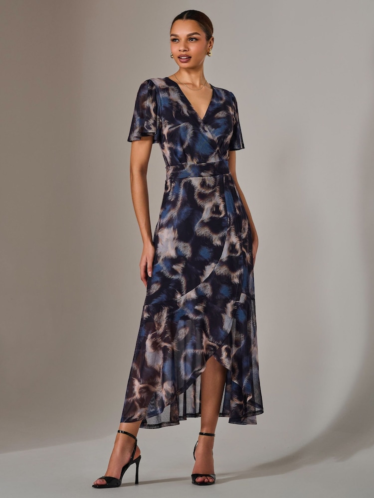 Jolie Moi Black Wrap Midaxi Dress - Image 6 of 6