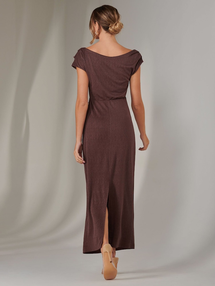 Jolie Moi Brown Asymmetrical Bodycon Midaxi Dress - Image 2 of 6
