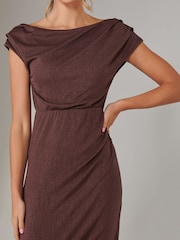 Jolie Moi Brown Asymmetrical Bodycon Midaxi Dress - Image 3 of 6