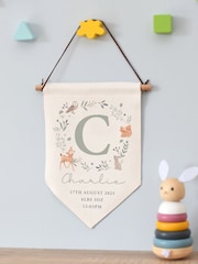 Personalised New Baby 100% Linen Wall Art Banner by PMC - Image 1 of 3
