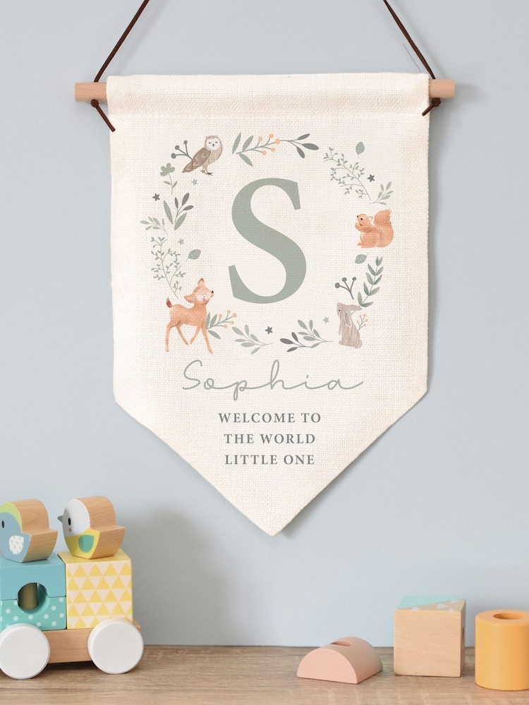 Personalised New Baby 100% Linen Wall Art Banner by PMC - Image 2 of 3