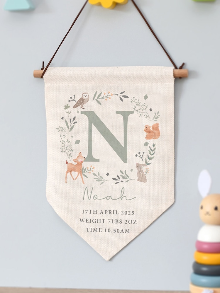 Personalised New Baby 100% Linen Wall Art Banner by PMC - Image 3 of 3