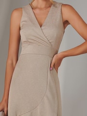 Jolie Moi Gold Wrap Frill Hem Maxi Dress - Image 3 of 6
