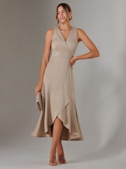 Jolie Moi Gold Wrap Frill Hem Maxi Dress - Image 5 of 6