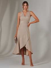 Jolie Moi Gold Wrap Frill Hem Maxi Dress - Image 6 of 6