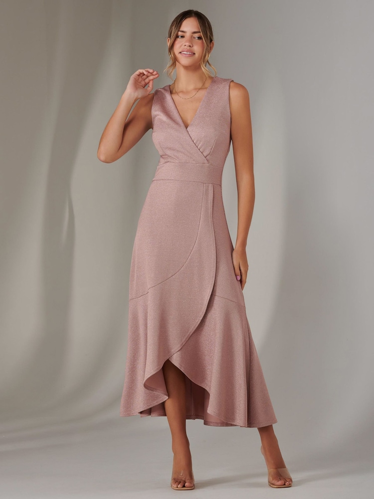 Jolie Moi Pink Wrap Frill Hem Maxi Dress - Image 5 of 6