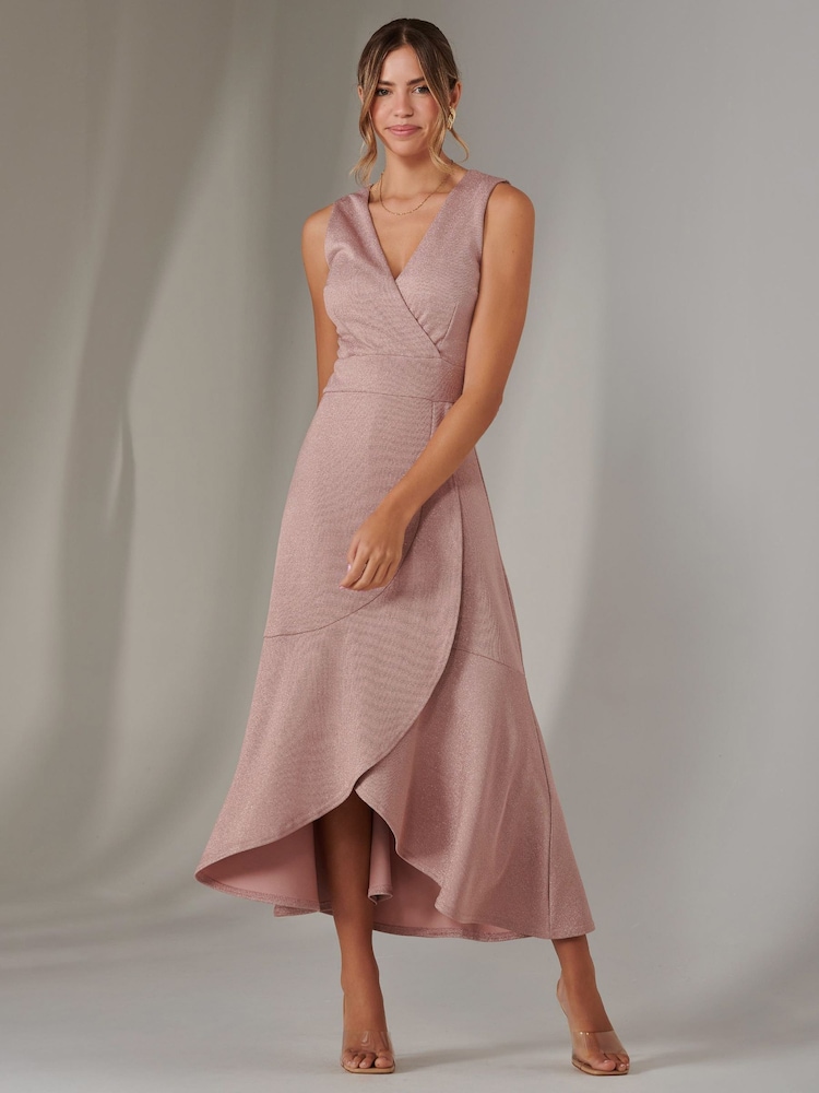 Jolie Moi Pink Wrap Frill Hem Maxi Dress - Image 6 of 6