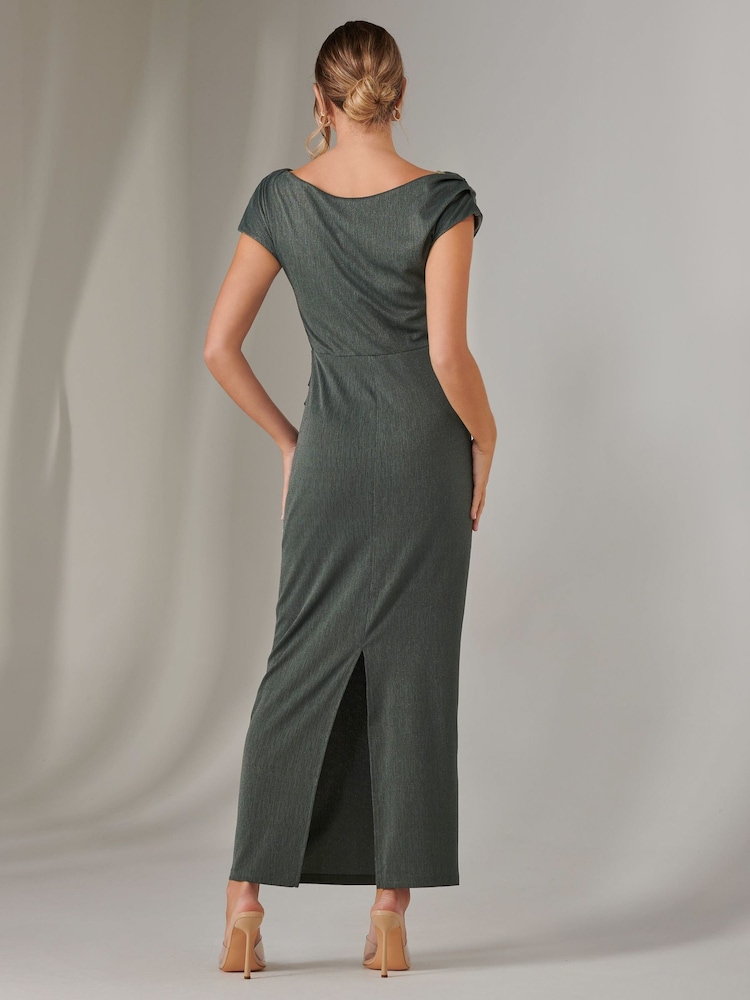 Jolie Moi Green Asymmetrical Bodycon Midaxi Dress - Image 2 of 6