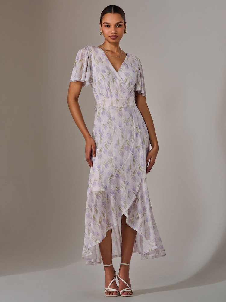 Jolie Moi Cream Wrap Midaxi Dress - Image 1 of 6