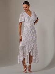 Jolie Moi Cream Wrap Midaxi Dress - Image 4 of 6
