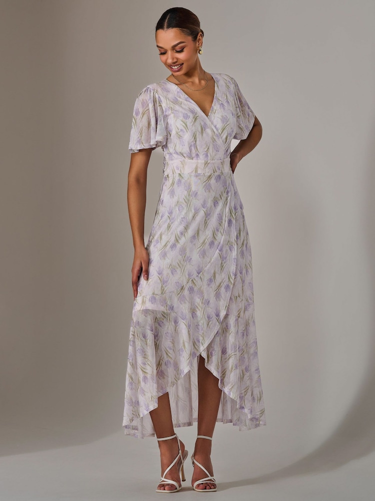 Jolie Moi Cream Wrap Midaxi Dress - Image 4 of 6