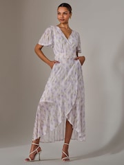 Jolie Moi Cream Wrap Midaxi Dress - Image 5 of 6