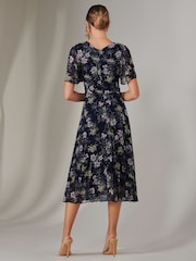 Jolie Moi Multi Floral Chiffon Pleated Wrap Midmaxi Dress - Image 2 of 6