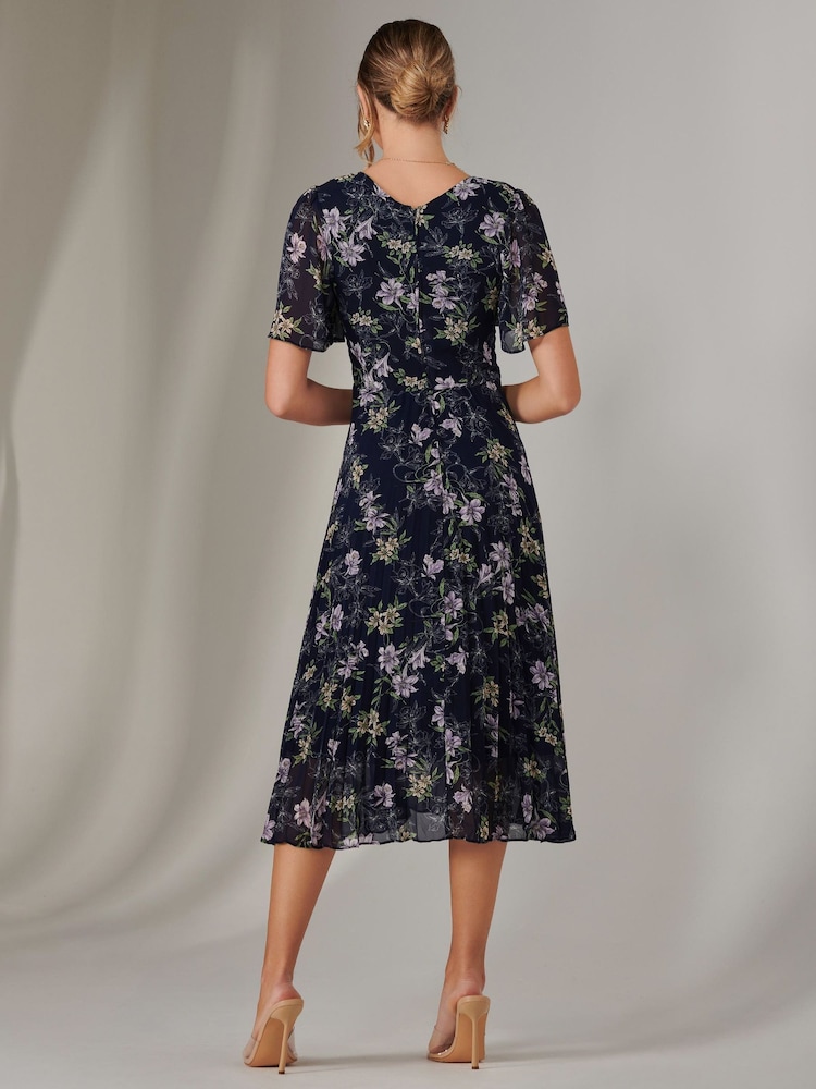 Jolie Moi Multi Floral Chiffon Pleated Wrap Midmaxi Dress - Image 2 of 6