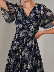 Jolie Moi Multi Floral Chiffon Pleated Wrap Midmaxi Dress - Image 3 of 6