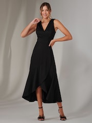 Jolie Moi Black Wrap Frill Hem Maxi Dress - Image 1 of 6