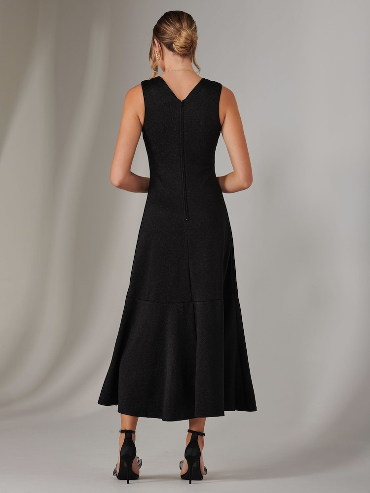 Jolie Moi Black Wrap Frill Hem Maxi Dress - Image 2 of 6