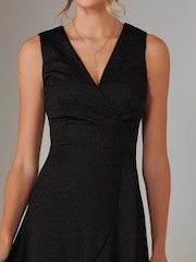 Jolie Moi Black Wrap Frill Hem Maxi Dress - Image 3 of 6