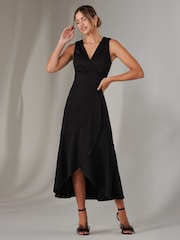 Jolie Moi Black Wrap Frill Hem Maxi Dress - Image 5 of 6