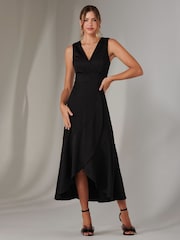 Jolie Moi Black Wrap Frill Hem Maxi Dress - Image 6 of 6