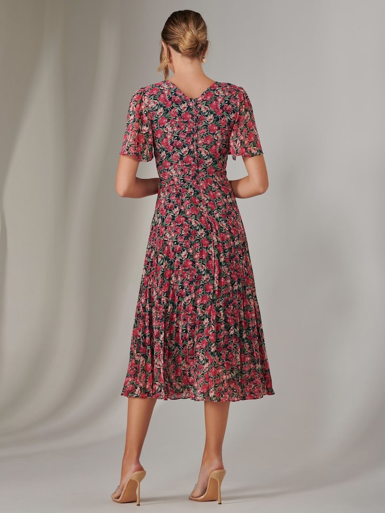 Jolie Moi Pink Chiffon Pleated Wrap Midmaxi Dress - Image 2 of 6