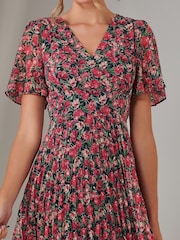 Jolie Moi Pink Chiffon Pleated Wrap Midmaxi Dress - Image 3 of 6
