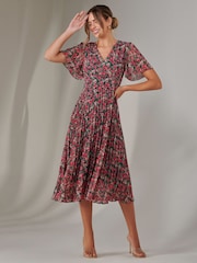 Jolie Moi Pink Chiffon Pleated Wrap Midmaxi Dress - Image 4 of 6