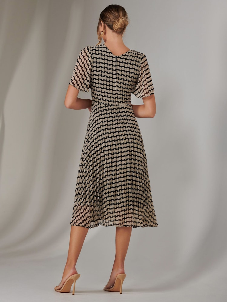 Jolie Moi Cream Chiffon Pleated Wrap Midmaxi Dress - Image 2 of 6