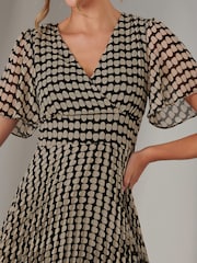Jolie Moi Cream Chiffon Pleated Wrap Midmaxi Dress - Image 3 of 6