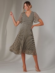 Jolie Moi Cream Chiffon Pleated Wrap Midmaxi Dress - Image 4 of 6