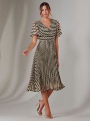 Jolie Moi Cream Chiffon Pleated Wrap Midmaxi Dress - Image 5 of 6