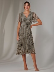 Jolie Moi Cream Chiffon Pleated Wrap Midmaxi Dress - Image 6 of 6