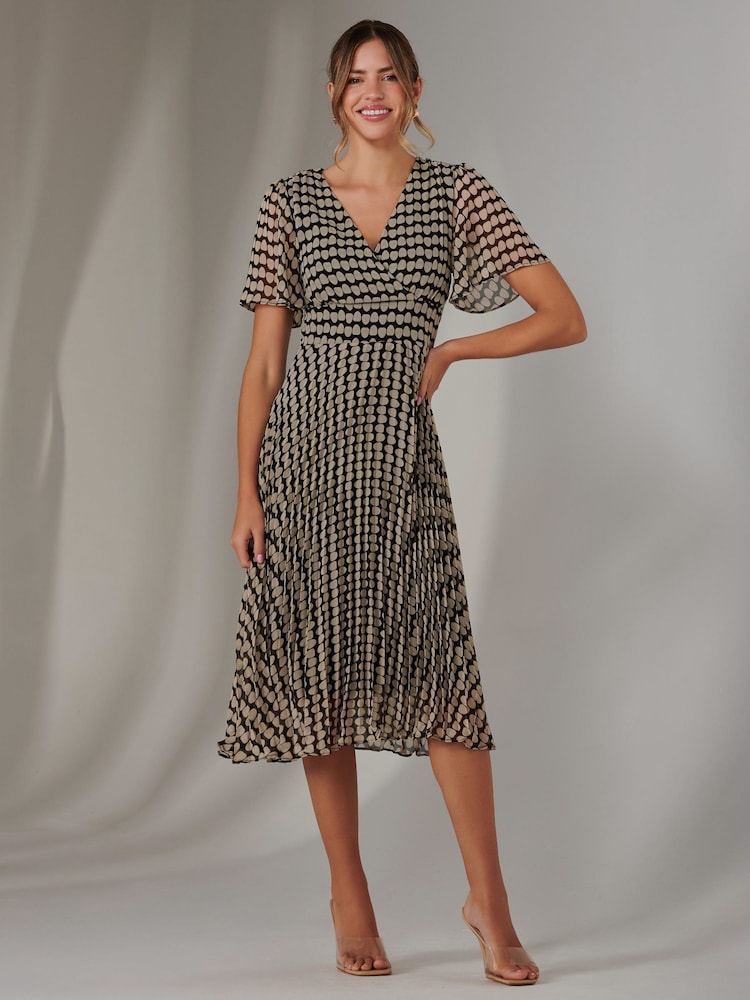 Jolie Moi Cream Chiffon Pleated Wrap Midmaxi Dress - Image 6 of 6